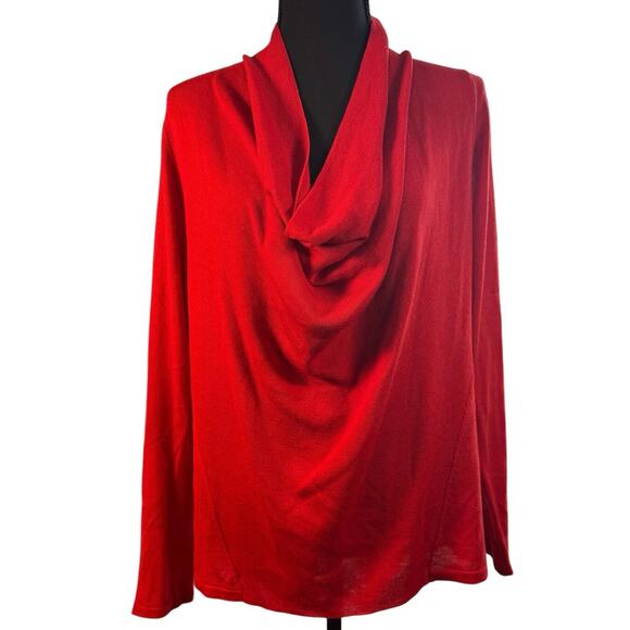 Eileen Fisher 100% Merino Wool Light Weight Cowl Neck Sweater Red Classic Med - Picture 1 of 6